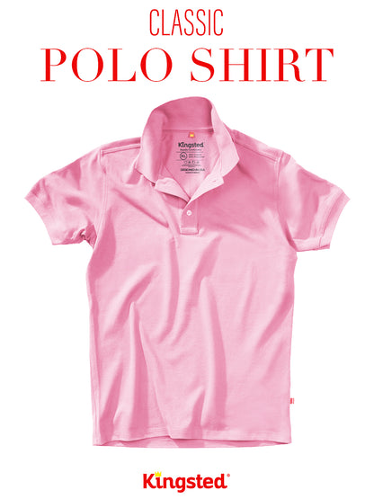 Classic Pique Polo Shirts for Men (Pink)