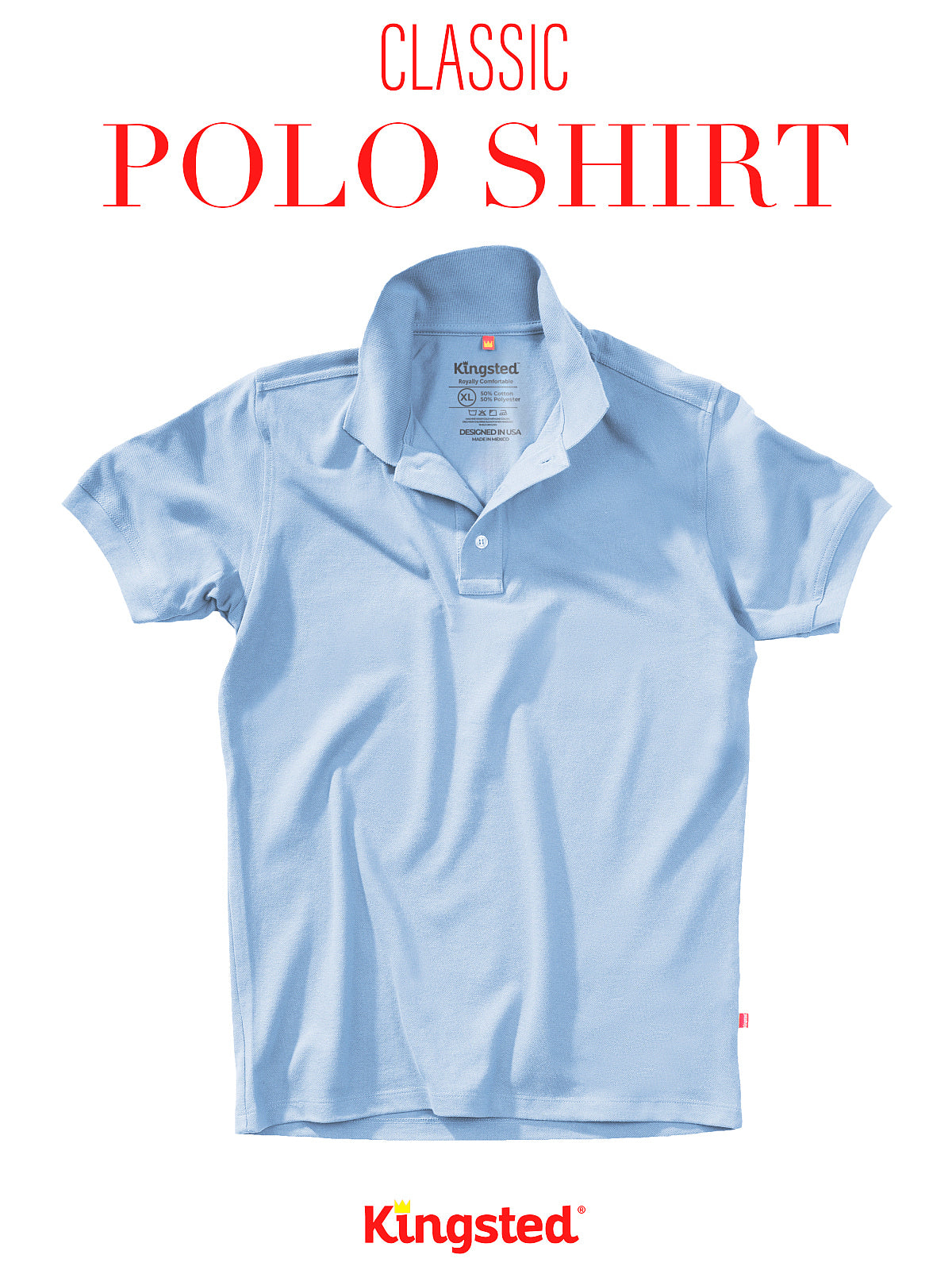 Classic Pique Polo Shirts for Men (Sky Blue)