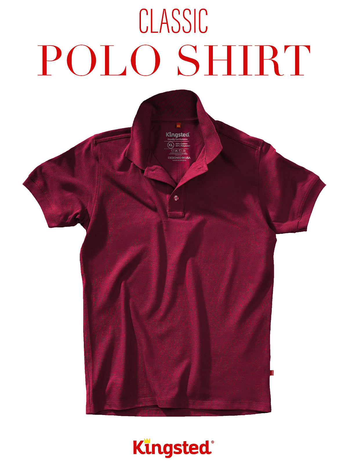 Classic Pique Polo Shirts for Men (Red Wine)